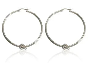 Shiny Zircon Hoop Earrings for Women Trendy Golden Stainless Steel Circle Earring Jewelry Pendientes - D39 Silver