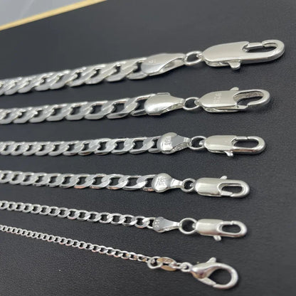 Men's 925 Sterling Silver Necklace 2/4/6/8/10/12MM 40-75cm Face Chain Necklace Lobster Clasp Men Women Engagement Jewelry Gif