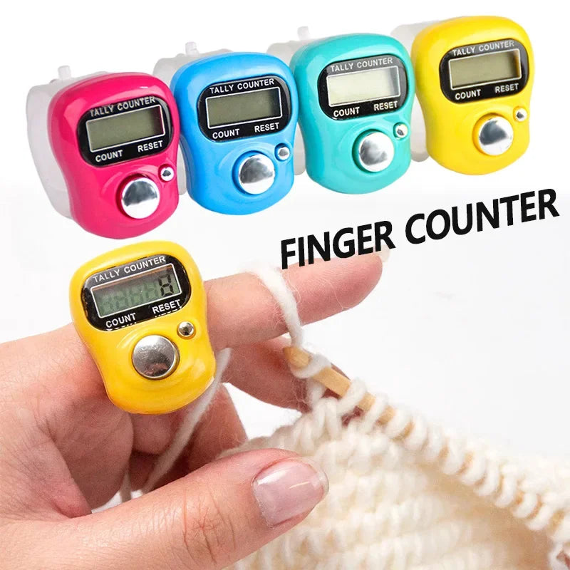 2Pcs Electronic Finger Ring Counter Mini Digital Tally Clicker Knitting Row Stroke Counting Tool