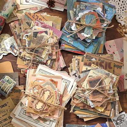 100 sheet Creative Scrapbook Vintage Materials Paper Combo Kit DIY Junk Journal Collage Photo Album Retro Art paper