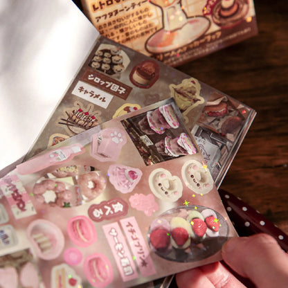 Vintage Scrapbook Stickers Retro Cafe Style Decorative Paper Sticker Book for Journaling Planners Aesthetic Stationery Gift