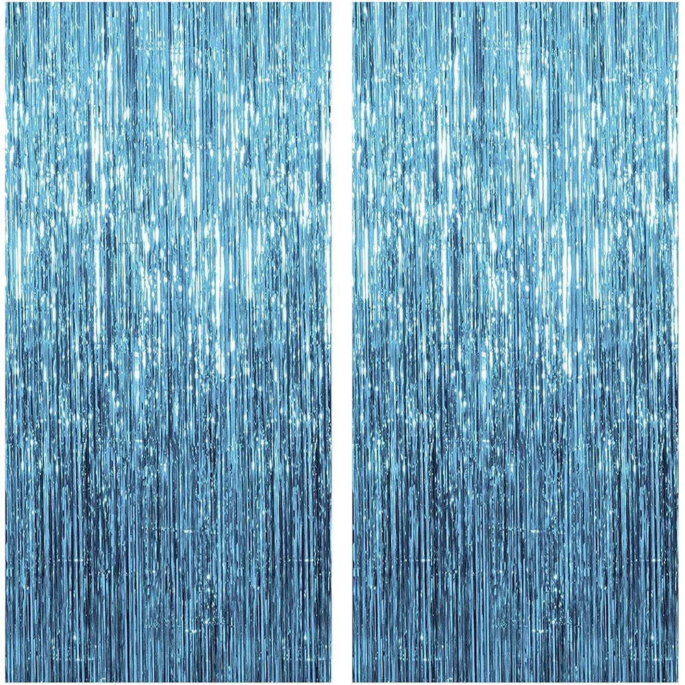 2Packs 1x2m Red Black Foil Curtain Backdrop Black Red Tinsel Party Streamer Curtains Wedding Bridal Shower Birthday Decoratio