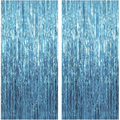 2Packs 1x2m Red Black Foil Curtain Backdrop Black Red Tinsel Party Streamer Curtains Wedding Bridal Shower Birthday Decoratio
