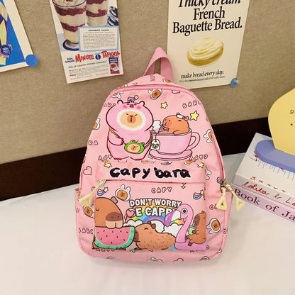 Cute Large Capacity Capybara Backpack Cartoon Breathable Student Schoolbag Nylon Ultra-light Book Bag Back to school Women Gi