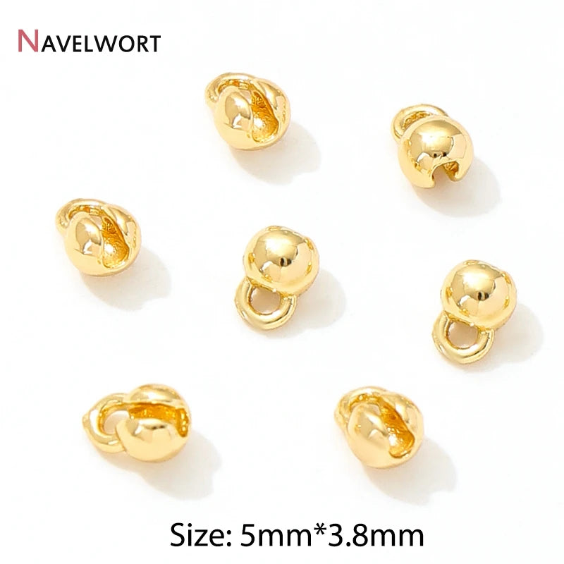 End Caps For Jewelry,10/20Pcs 18K Gold Plated Brass Metal End Caps For DIY Bracelet Necklace Making Finding,Supplies For Jewe