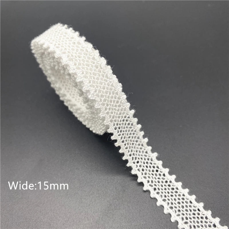 10mm-50mm 2yards White 100%Cotton Lace Ribbon For Apparel Sewing Fabric Trim Cotton Crocheted Lace Ribbon Handmade Accessorie