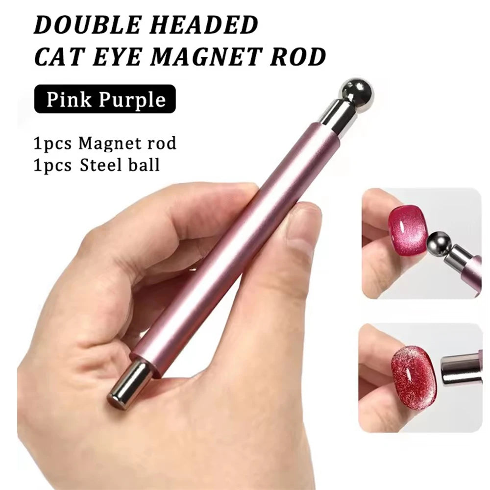 1/2Pcs Nail Cat Eye Magnetic Ball With Nail Magnetic Stick Tool Set Double-head Strong Magnet Pen 3D Cat Eye Gel Nail Supplie