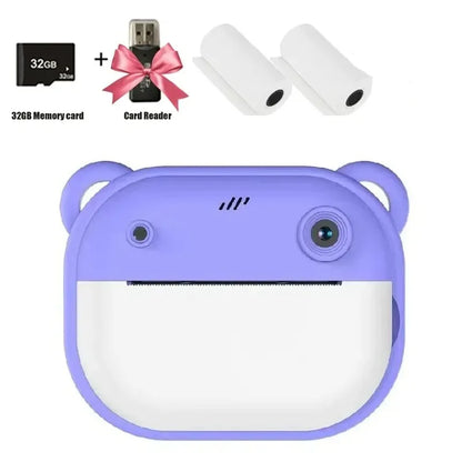 Children Digital Camera Instant Print for Kids Thermal Print Camera Instant Photo Printing Camera Video Toys+32G Memory Card 