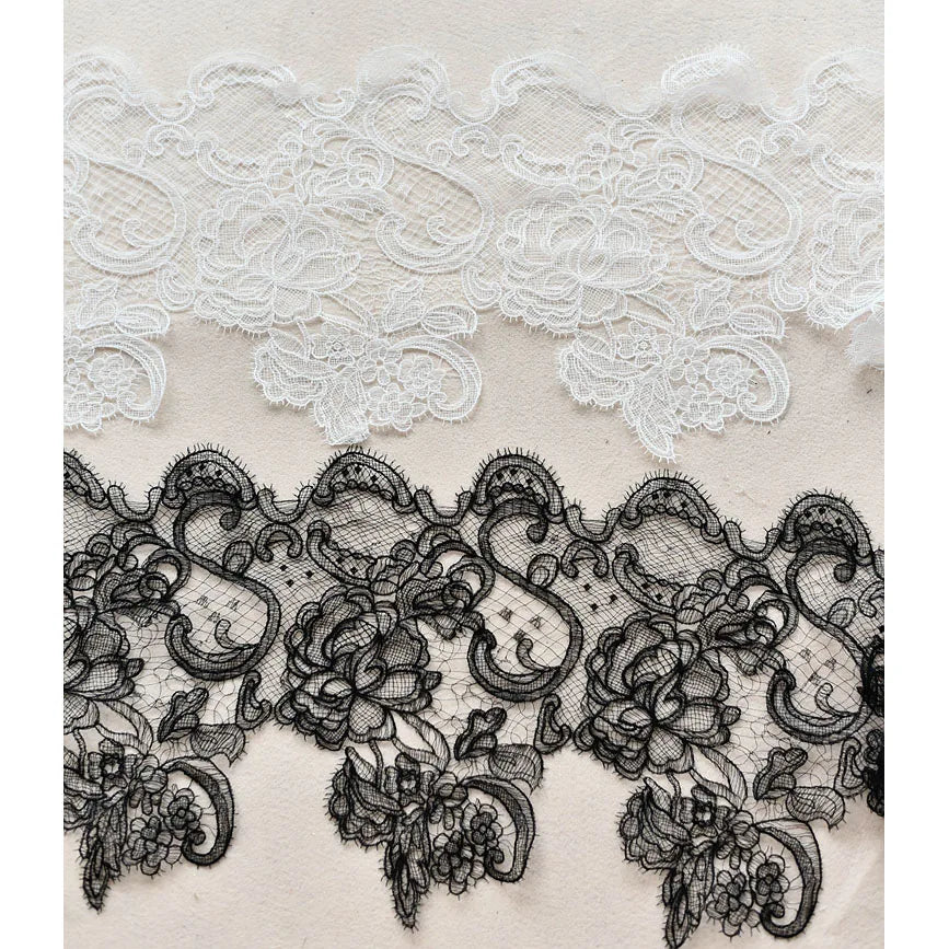 1Yard Hollow Embroidery Lace Trim, Wedding Dress Lace Fabric Decoration Accessories Eyelash Dress Lace 28CM Wide