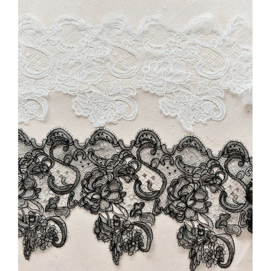 1Yard Hollow Embroidery Lace Trim, Wedding Dress Lace Fabric Decoration Accessories Eyelash Dress Lace 28CM Wide