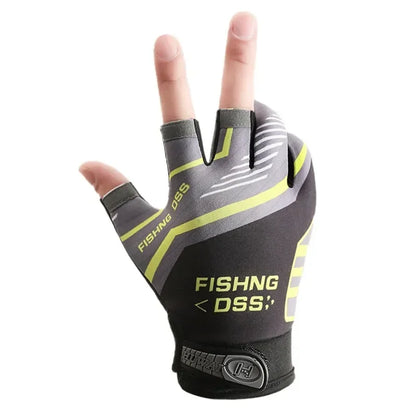 Fishing Gloves for Men Summer Fishing Road Sub Sunscreen and Anti Slip Ice Silk Breathable Thin Three Finger Gloves
