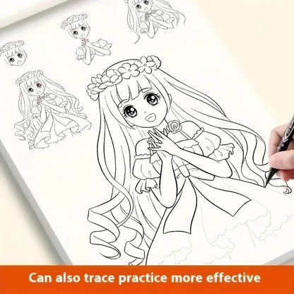 Anime Character Line Art Drawing Book for Beginners - 48 Pages of Simple Hand-Drawn Outlines for Tracing & Practice Painting