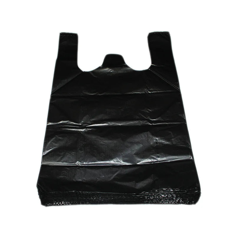100PCS Black Thickened Plastic Vest Bags - Supermarket Shopping Bags for Takeaway Kitchen Garbage Storage Packing Storage Bag