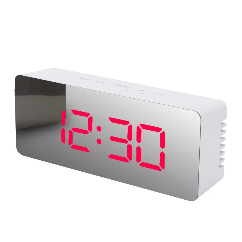 Digital Alarm Clock LED Electronic Desktop Clock with Temperature for Bedroom Home Office Teens Kids - Red
