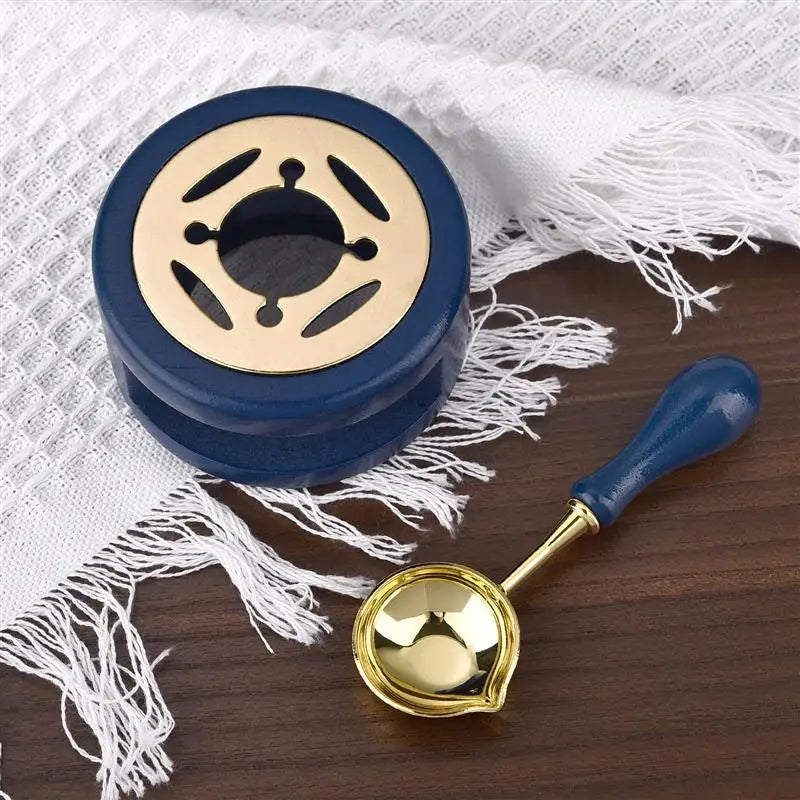 1/2/3pcs Wax Seal Set Wood Wax Melting Lacquer Furnace With /Spoon/Handle Wax Bead Melting Heater Wax Pot Heater For Stamp Cr