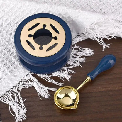 1/2/3pcs Wax Seal Set Wood Wax Melting Lacquer Furnace With /Spoon/Handle Wax Bead Melting Heater Wax Pot Heater For Stamp Cr