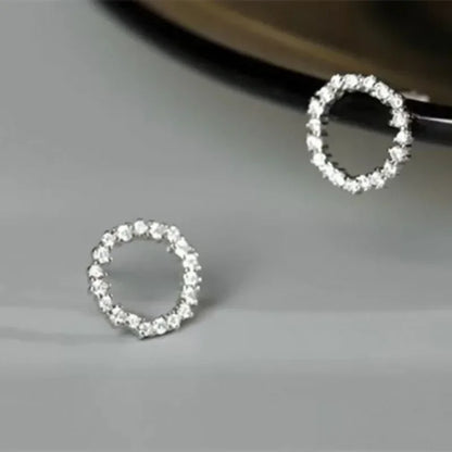 LATS Delicate Small Circle Stud Earrings for Women Gold Color Crystal Minimalist Summer Fashion Jewelry Party Accessories Gif