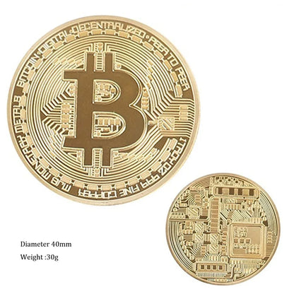 Physical Gold Plated Bitcoin Commemorative Coin Cascius Metal Antique Replica Collectible Art Gift