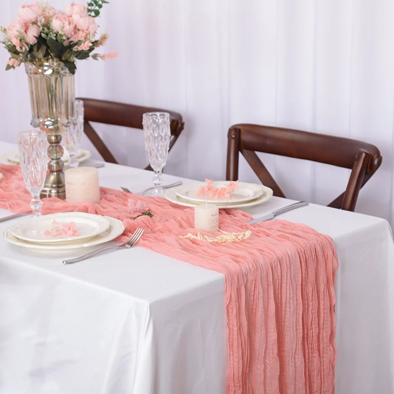 Event Designing Table Runner Cheese Cloth Gauze Crepe Rustic Wedding Party Decor Farmhouse Tabledecor House Warming Gift East