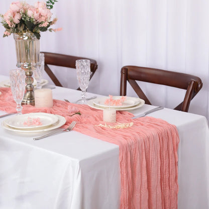 Event Designing Table Runner Cheese Cloth Gauze Crepe Rustic Wedding Party Decor Farmhouse Tabledecor House Warming Gift East