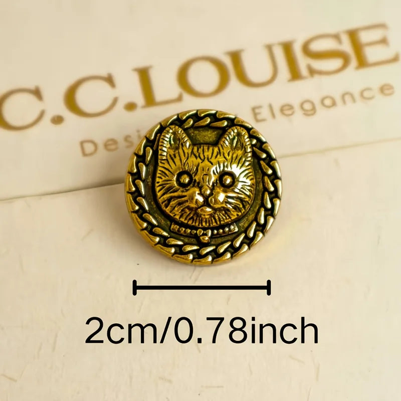8pcs Vintage Cat Hand-Sewn Buttons, Decorative Buttons, Suitable for Bags, Clothing, Coats, Suits, Trench Coats,Home Decorati