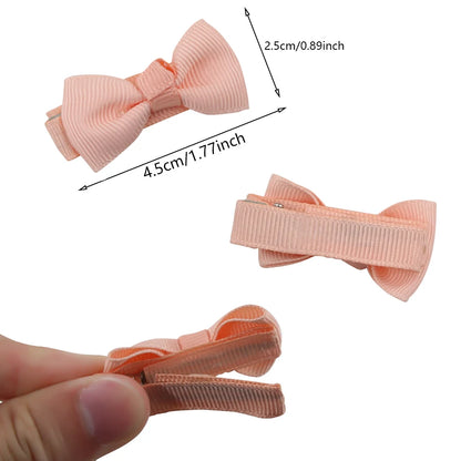 12Pcs/Lot Solid Color Grosgrain Ribbon Bowknot Kids Hair Clips Handmade Bows Baby Girls Barrettes Hairpins Photo Props Gift S