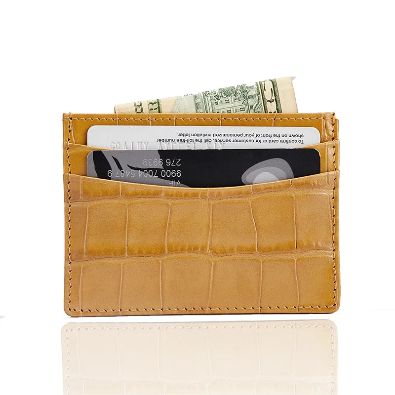 Custom Name Monogram Luxury Genuine Leather Men Wallet Card Holder Crocodile Pattern Gift for Girlfriend Boyfriend Friend Her