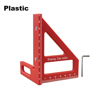 Carpenter Square -Woodworking Square Protractor Aluminum/Plastic Ruler 3D Multi Angle 45/90 Degree Layout Measuring Ruler