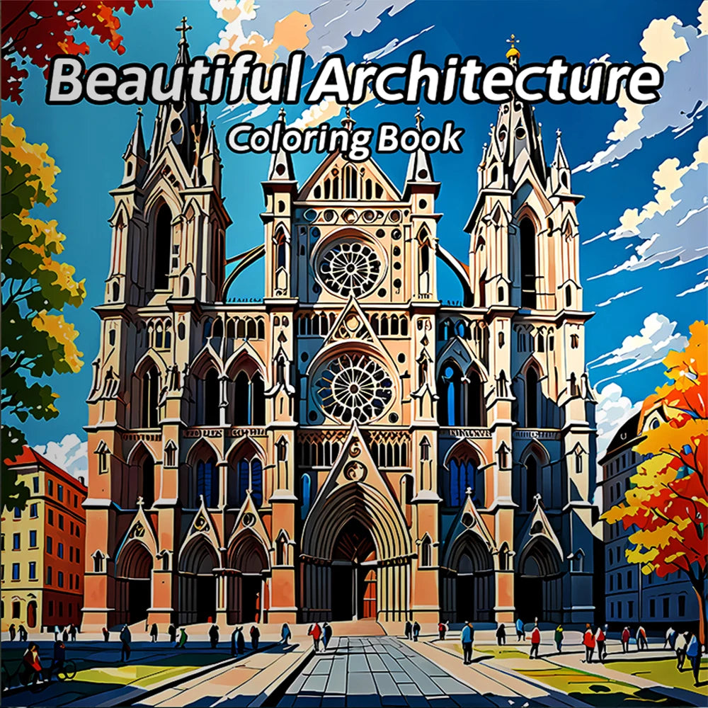 Adult Picture Book 24 Pages Beautiful Architecture Coloring Book Can Relax and Relieve Stress Graffiti Painting Drawing