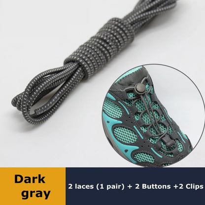 1Pair Shoelaces for Sneaker Elastic No Tie Shoe Laces Stretching Lock Lazy Laces Quick Rubber Shoelace Round Shoestrings - Da