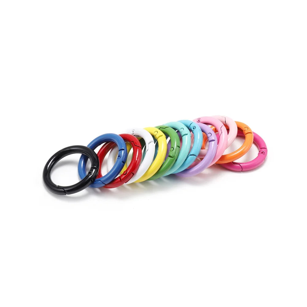 5Pcs/Lot 21 Colors Metal O Ring Spring Clasp Openable Round Carabiner Keychain Clips Hook Dog Chain DIY Jewelry Buckle Connec