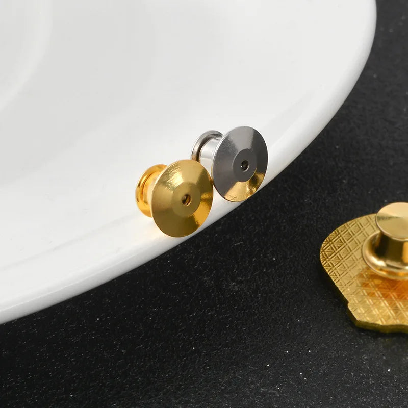10 pieces/pack Safety Brooches Lock Locking Clasp Metal Pins Back Button Buckle Bulk Pin Keepers Brooch base Jewelry Accessor