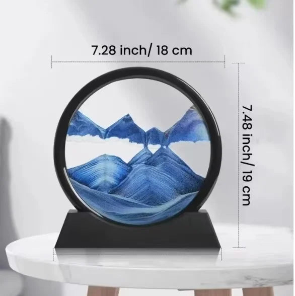 2026 3D Hourglass Quicksand Moving Sand Art Picture Round Glass Deep Sea Sandscape Craft Flowing Painting Home Office Work De