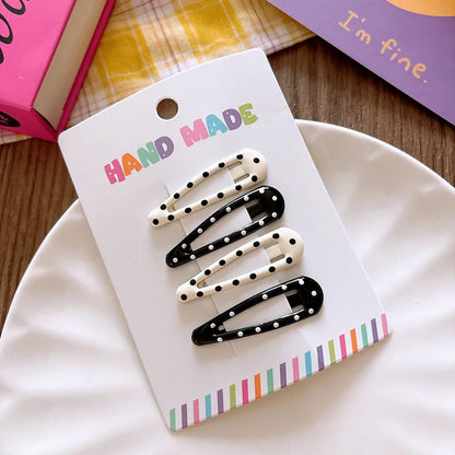 Rhinestone Vintage Polka Dot Star Hair Clips Set Japanese Sweet Girlish Heart Geometric Flyaway BB Clips Kids Versatile Hairp