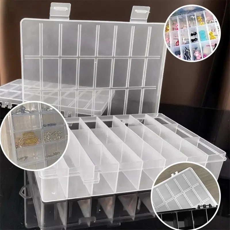 24 Grids Compartment Plastic Storage Box Jewelry Earring Box Bead Screw Container Home Storage Case Display Organizer Contain