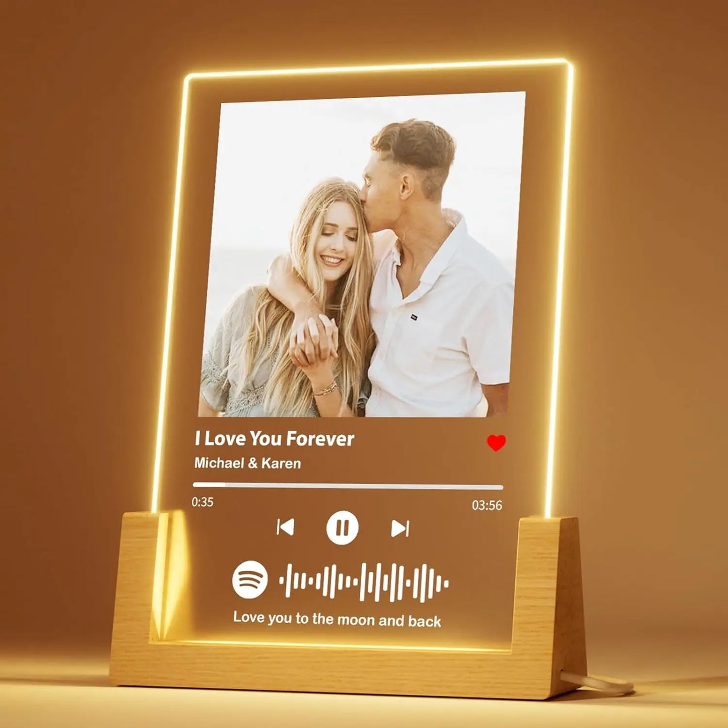 Customized Spotify Music Plaque Gifts For Anniversary Valentine Day Personalized Acrylic Photo Frame Lamp Copule Romantic Gif