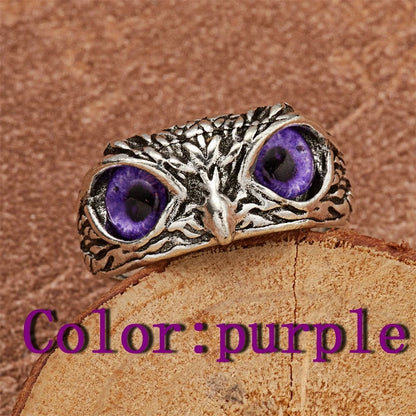 Rare Vintage Owl Carved Tibet Silver Ring for Men Cute Animals Youth Gothic Adjustable Fashion Women Jewelry Accessories Gift
