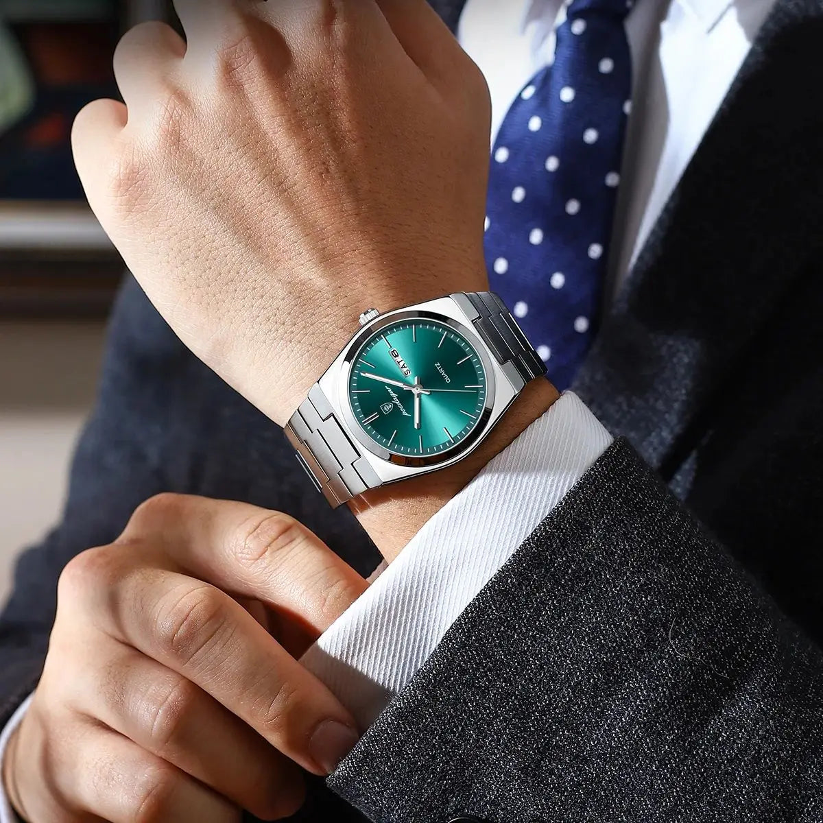 POEDAGAR Luxury Men's Watches Waterproof Luminous Date Week Men Watch Stainless Steel Casual Fashion Quartz Man Wristwatch Re