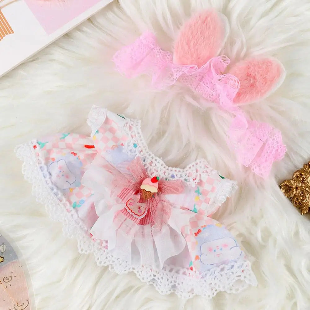 20cm Cotton Doll Clothes With Headwear Bow Headband Accessories Plush Dolls Dresses Skirt Decoration for EXO Idol Doll Access