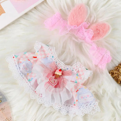 20cm Cotton Doll Clothes With Headwear Bow Headband Accessories Plush Dolls Dresses Skirt Decoration for EXO Idol Doll Access