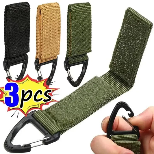 1/2/3Pcs Tactical Hanging Key Hook Clip Clamp Buckle Nylon Webbing Molle Belt Carabiner Outdoor Strap Climbing Accessories