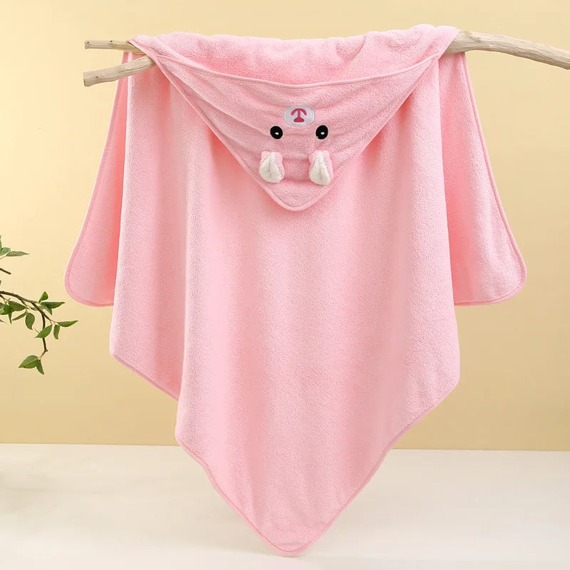 Cute Bath Towel for Baby Soft Absorbent Towel Newborn Swaddle Wrap Baby Blankets for Girls Boys - pink