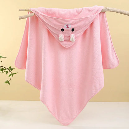 Cute Bath Towel for Baby Soft Absorbent Towel Newborn Swaddle Wrap Baby Blankets for Girls Boys - pink