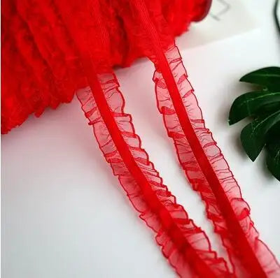 5 Yards Pleated Stretch Lace Trims Ribbons Ruffled Elastic Band Baby Hairband Belt Shoes Decorative Tapes DIY Craft Supplies 