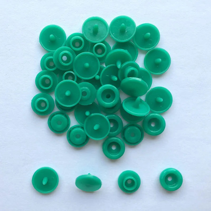 50 Sets Round Snaps Buttons For Bib T5 Plastic Press Button Fastener Snap For Clothes Accessories DIY Crafts 24Colors - deep 
