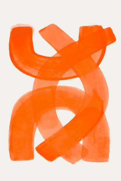 Minimalist Mid Century Watercolor Brush Strokes Poster Abstract Orange Canvas Print Painting Wall Art Picture Living Room Dec