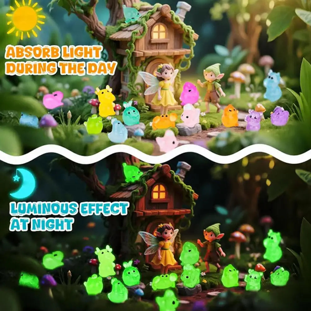 50pcs Surprise Blind Bags Glow In The Dark Mini Resin Animals Dollhouse Miniature Figures Ornament Fairy Garden Accessories