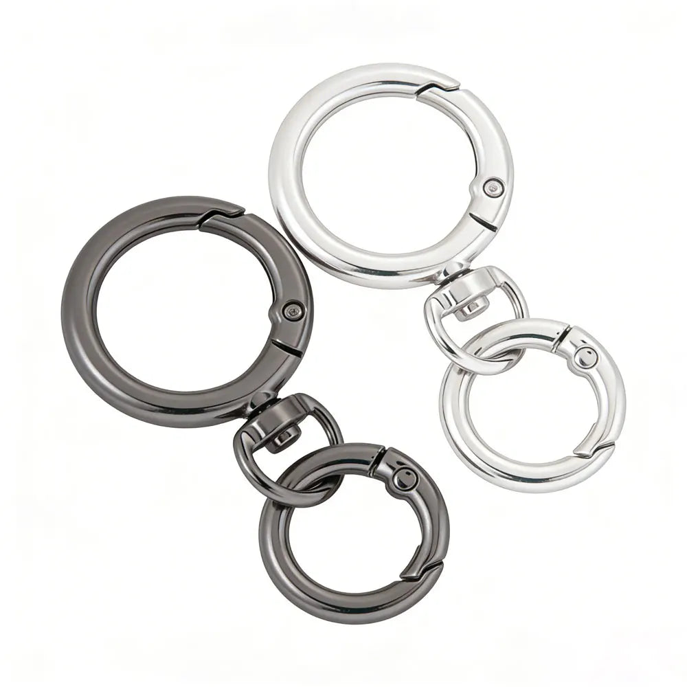 2Sets Round Spring Snap Carabiner Clip O Rings Swivel Trigger Hook Metal Clasps Keychain for Handbag Lanyards DIY Crafts