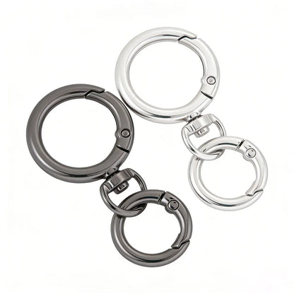 2Sets Round Spring Snap Carabiner Clip O Rings Swivel Trigger Hook Metal Clasps Keychain for Handbag Lanyards DIY Crafts