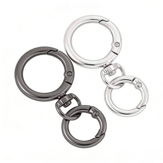 2Sets Round Spring Snap Carabiner Clip O Rings Swivel Trigger Hook Metal Clasps Keychain for Handbag Lanyards DIY Crafts